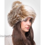 Futrzane Faux Fur Russian Hat for Women - Warm & Fun Fur Cuff Hat with Pom Pom Brown with White at Women’s Clothing store