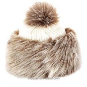 Futrzane Faux Fur Russian Hat for Women - Warm & Fun Fur Cuff Hat with Pom Pom Brown with White at  Women’s Clothing store