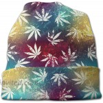 Gianlaima Rasta Cannabis Weed Marijuana White Tie Dye Colored Slouchy Beanies Knitted Hat Skull Cap for Men Women Headwear Sleep Cancer Chemo at Men’s Clothing store