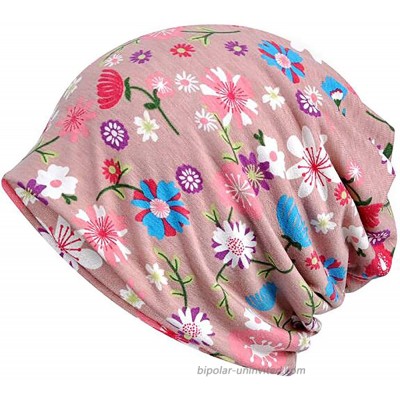 Glamorstar Printed Beanie Chemo Hat Slouchy Cotton Stretch Turban Scarf One Size Flowers Pink at  Women’s Clothing store