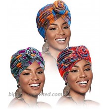 Gortin African Turban Pre-Tied Head Wraps India Hat Hairwrap Elastic Flower Knot Beanie Bonnet Cap Headbands Scarf for Women and Girls Pack of 3 at  Women’s Clothing store