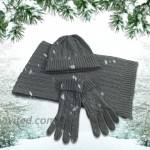 Hat Gloves Scarf Set for Women Ladies Girls Knitted Scarf 3 in 1 Set Winter Black at Women’s Clothing store