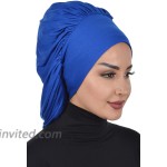 Instant Turban Cotton Scarf Head Wrap Headwear Sleep Cap Beanie Hat Sax Blue at Women’s Clothing store
