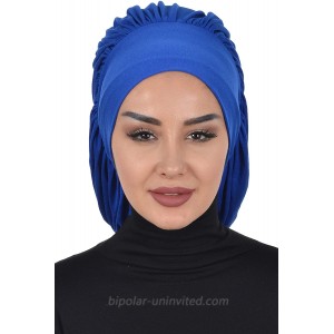 Instant Turban Cotton Scarf Head Wrap Headwear Sleep Cap Beanie Hat Sax Blue at  Women’s Clothing store