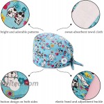 JEWPARK 4 Pcs Cute Printed Working Cap with Sweatband Adjustable Bouffant Hats for Women Men