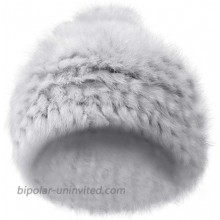 Joyci Solid Color Natural Rabbit Fur Hats Fur Pom Pom Beanie Warm Caps Grey at  Women’s Clothing store
