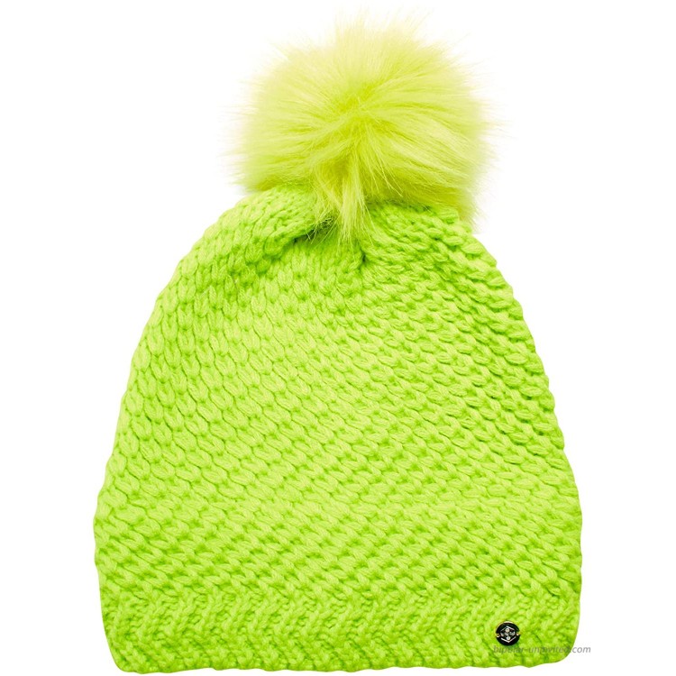 Khombu Women's Winter Hat - Fleece Lined Beanie with Big Pom Pom Lime Green Size 1 Size at Women’s Clothing store