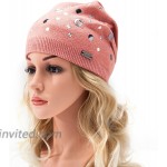 LADYBRO Rivets and Eyelets Double Layers Wool Slouchy Beanies Knitted Hats for Women Punk Caps Pink at Women’s Clothing store