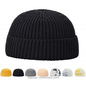 LANVO Winter Beanie Hats for Men & Women Short Fisherman Skullcap Knit Cuff Beanie Cap for Daily Wearing Pure-Black at  Men’s Clothing store