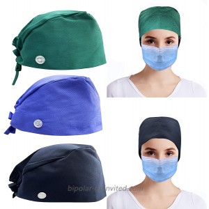 Lanxy 3PCS Black Blue Green Working Caps with Sweatband and Buttons Adjustable Hats Head Cover for Women Men at  Men’s Clothing store