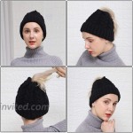 LAVYBABY Ponytail Beanies for Women Winter High Messy Bun Beanie Hat with Ponytail Hole Warm Trendy Knit Ski Skull Cap at Women’s Clothing store