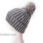 Lawliet Womens Faux Fur Pom Pom Beanie Ski Hat Cap Slouchy Knit Warm A469 Gray at Women’s Clothing store