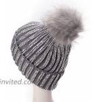 Lawliet Womens Faux Fur Pom Pom Beanie Ski Hat Cap Slouchy Knit Warm A469 Gray at Women’s Clothing store