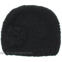 Milani Women's Warm Fashion Hand Knit Beanie Cap with Crochet Flower Design in Black at  Women’s Clothing store
