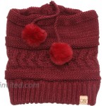 MIRMARU Women’s Adjustable Soft Cable Knit Slinky Ponytail Beanie Hat Convertible to Snood 165 Burgundy at Women’s Clothing store