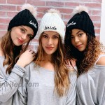 ModParty Bride & Bridesmaid Beanie Hats Knitted with Faux Fur Pom Poms for Women Winter Bachelorette Parties White at Women’s Clothing store