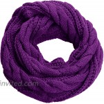 NEOSAN Women Winter Thick Knit Infinity Loop Scarf and Pom Pom Hat Set Twist Purple at Women’s Clothing store