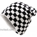 Newfancy Women Men Winter Hats Checkered Checkerboard Pattern Beanie Knitted Soft Warm Slouchy Skull Ski Cap at Women’s Clothing store