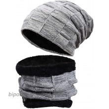 Newsfana Winter Beanie hat Warm Knit Hat Scarf Set Thick Fleece Lined Winter Hat Skull Cap for Men Women Gray at  Men’s Clothing store