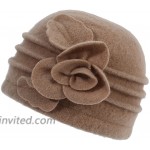 Prefe Women's Winter Floral Warm Wool Cloche Bucket Hat Slouch Wrinkled Beanie Cap Khaki One Size at Women’s Clothing store