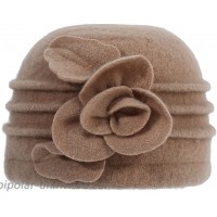 Prefe Women's Winter Floral Warm Wool Cloche Bucket Hat Slouch Wrinkled Beanie Cap Khaki One Size at  Women’s Clothing store