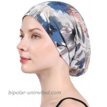 Premium Sleep Cap Beanie Slap Hat Satin Turban Cotton Turban Satin Silk Lined Cotton Outer Chemo Caps Gray-Blue at  Women’s Clothing store