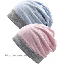 Qiabao Womens Stretchy Cotton Beanie Chemo Cap Cancer Hat Headwear Pack of 2 Pink Blue at  Women’s Clothing store