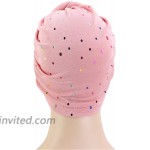 Qianmome Sequined African Turban Flower Knot Pre-Tied Bonnet Beanie Cap Headwrap Headband at Women’s Clothing store