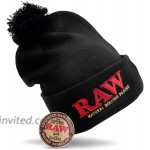 RAW Knit Beanie Hat for Men Women | Color Black | for Keeping Warm and Snug All Seasons | 100% Acrylic No Animal Parts