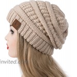 REDESS Slouchy Beanie Hat for Men and Women Winter Warm Chunky Soft Oversized Cable Knit Cap Oatmeal at Women’s Clothing store