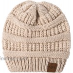 REDESS Slouchy Beanie Hat for Men and Women Winter Warm Chunky Soft Oversized Cable Knit Cap Oatmeal at Women’s Clothing store