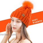 REDESS Women Winter Pompom Beanie Hat with Warm Fleece Lined Thick Slouchy Snow Knit Skull Ski Cap at Women’s Clothing store