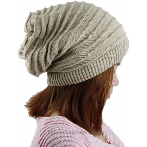 Samtree Unisex Slouchy Beanie Hat Stripe Knit Cap Loop Scarf Neckerchief DreadlocksKhaki at  Women’s Clothing store
