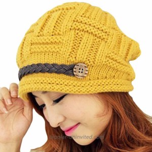 Samtree Womens Beanie Hats Stretch Crochet Knit Winter Warm Woolen Ski Cap01-Yellow at  Women’s Clothing store