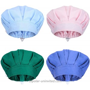 SATINIOR 4 Pieces Caps with Buttons Elastic Bouffant Caps Headwrap Hats with Sweatband for Men Women at  Women’s Clothing store