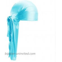 Silky Durag for Men Women Long-Tail 360 Wave Cap Durags Headwraps with Wide Straps Du-Rag Beanies Cap HC9 Sky Blue at  Men’s Clothing store