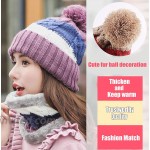 SKYEE Women Pom Beanie Hat Scarf Set Girls Winter Knit Hat with Double Layer Fleece Lined Warm Design Slouchy Ski Skull Cap Purple at Women’s Clothing store