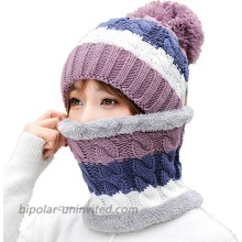 SKYEE Women Pom Beanie Hat Scarf Set Girls Winter Knit Hat with Double Layer Fleece Lined Warm Design Slouchy Ski Skull Cap Purple at  Women’s Clothing store