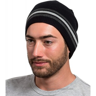 SnugZero Striped Slouchy Cotton Beanie for Men and Women at  Men’s Clothing store