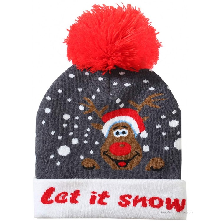 SSLR Adult Ugly Christmas Beanie Hat Knitted Cap One Size Black123 at Women’s Clothing store