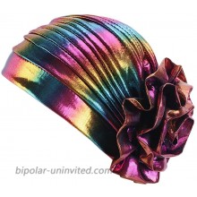 Surkat Laser Metallic Pleated Turban Chemo Cap Hat Head Scarf Indian Hairwrap Headwear for Women at  Women’s Clothing store