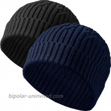 Syhood 2 Pieces Men's Marled Beanie Winter Beanies Cap Cuffed Knit Beanie Hats Black Navy Blue at  Men’s Clothing store
