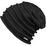 Thin Slouchy Beanie for Men and Women - Chunky Knit Style - 100% Cotton - BE10 Charcoal at Women’s Clothing store
