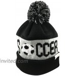 TravelTeamSports Pom Pom Beanies - Knitted Fleece Lined Beanie Hats w Soccer Logo at Men’s Clothing store
