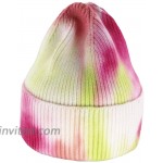 UIEGAR Tie Dye Beanie for Soft Women Winter Knitted Hat Skull Cap Pink and Yellow at Women’s Clothing store