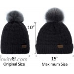 ViGrace Womens Winter Hat Slouchy Warm Beanie Chenille Hats Detachable Faux Fur Pom Pom Baggy Cap with Fleece Lined for Women