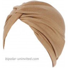 Vpang Women's Stretch Cotton Twist Pleasted Hair Wrap Turban Hat Cancer Chemo Beanie Cap Turban Headwear Arab Head Wrap Khaki at  Women’s Clothing store