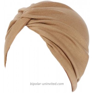 Vpang Women's Stretch Cotton Twist Pleasted Hair Wrap Turban Hat Cancer Chemo Beanie Cap Turban Headwear Arab Head Wrap Khaki at  Women’s Clothing store