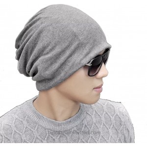W&Y YING Cotton Three-Ways Warm Soft Mens Womens Grey Slouchy Beanie Hats Dark Grey at  Women’s Clothing store