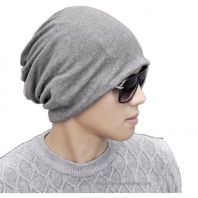 W&Y YING Cotton Three-Ways Warm Soft Mens Womens Grey Slouchy Beanie Hats Dark Grey at  Women’s Clothing store